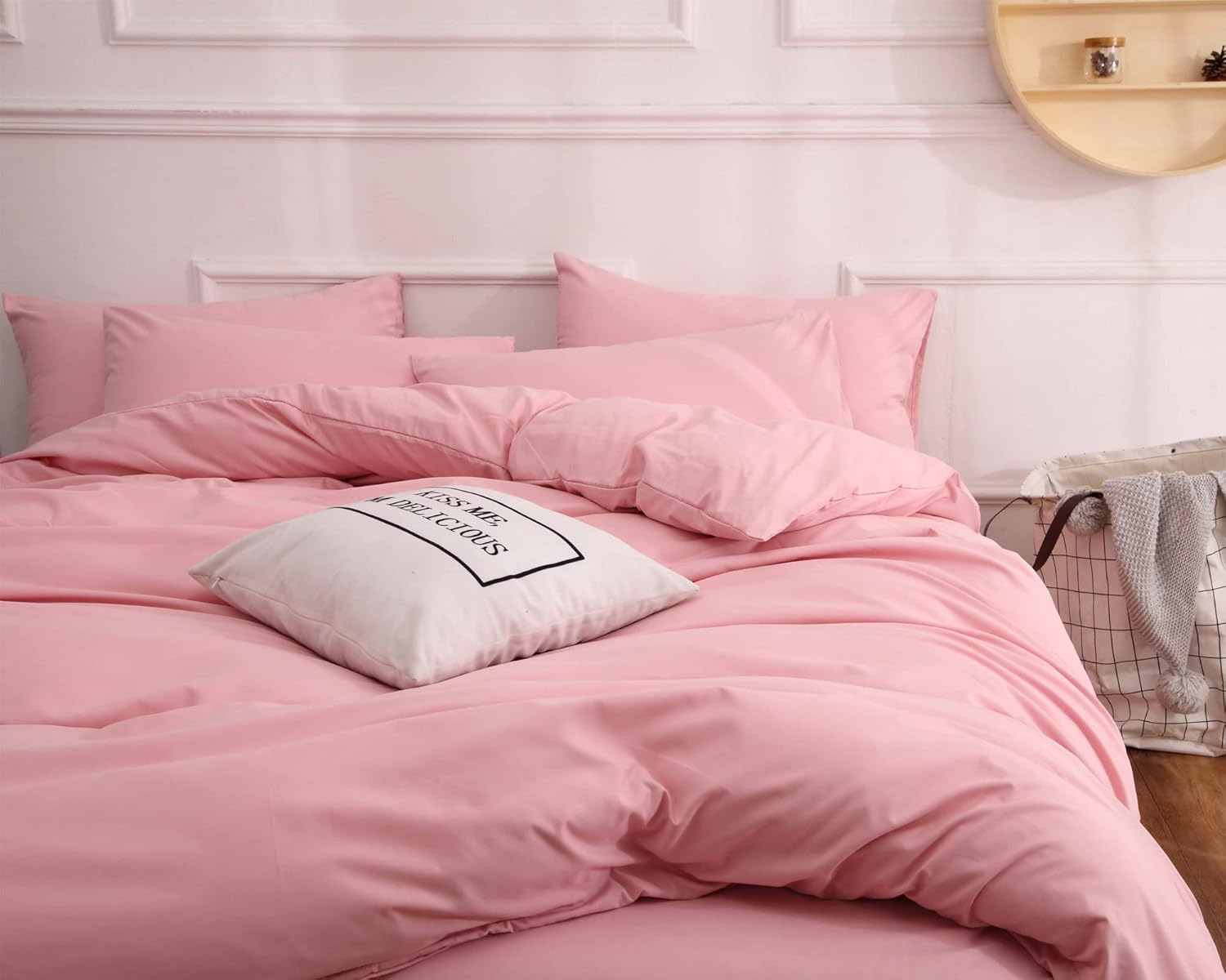 Mxaeyr Sakura Pink Duvet Cover Queen Size, Soft Microfiber