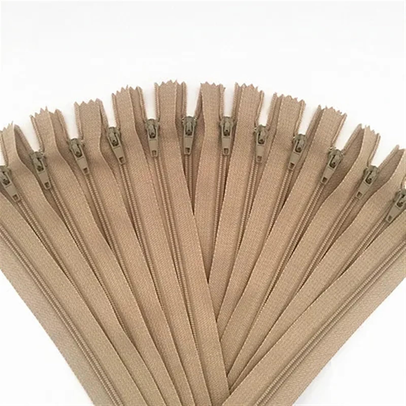 MOHUIED Separating Jacket Zippers 10pcs Nylon Coil Zippers Tailor Sewer Craft DIY Apparel Sewing Supplies,Crafts Sewing(Khaki,8inch (20cm))