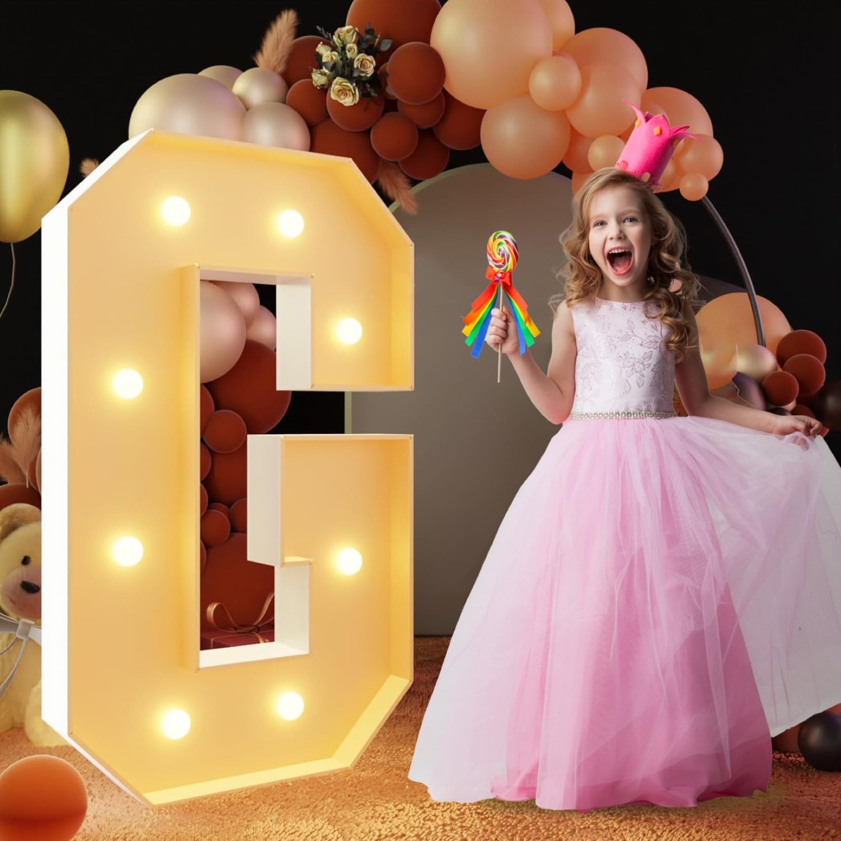 Marquee LED con lettera G, grande tendone luminoso decorativo, mosaico con luci per feste, compleanni, proposte, anniversari, matrimoni, sfondo, 100 cm