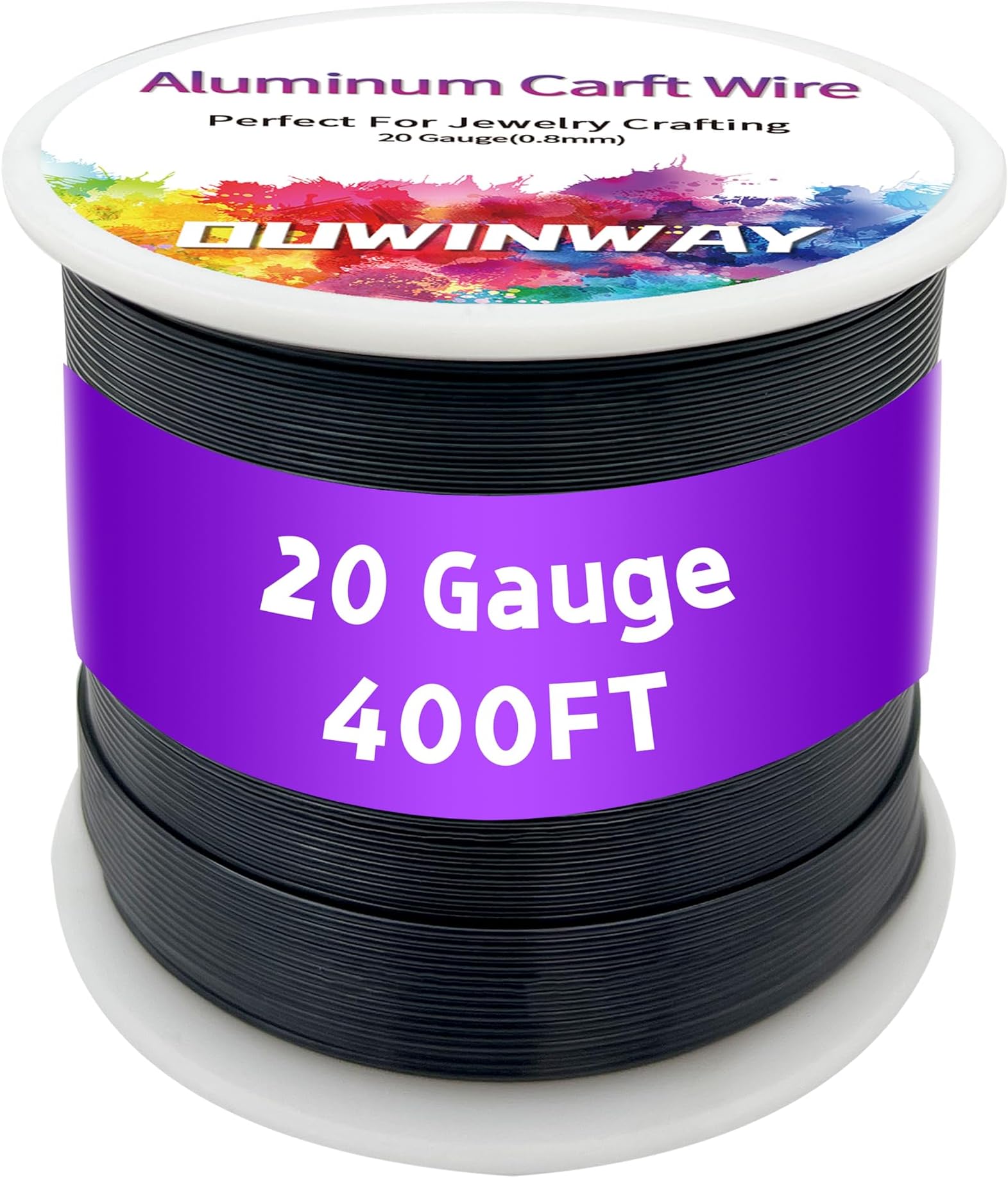 20Gauge Black Aluminum Crafts Wire 400FT, for Jewelry Crafting, Gemstone Metal Coiling, Sculpting, Armature, Jewelry Making Beading Floral Soft DIY Metal Craft Art Wires Colored and Soft