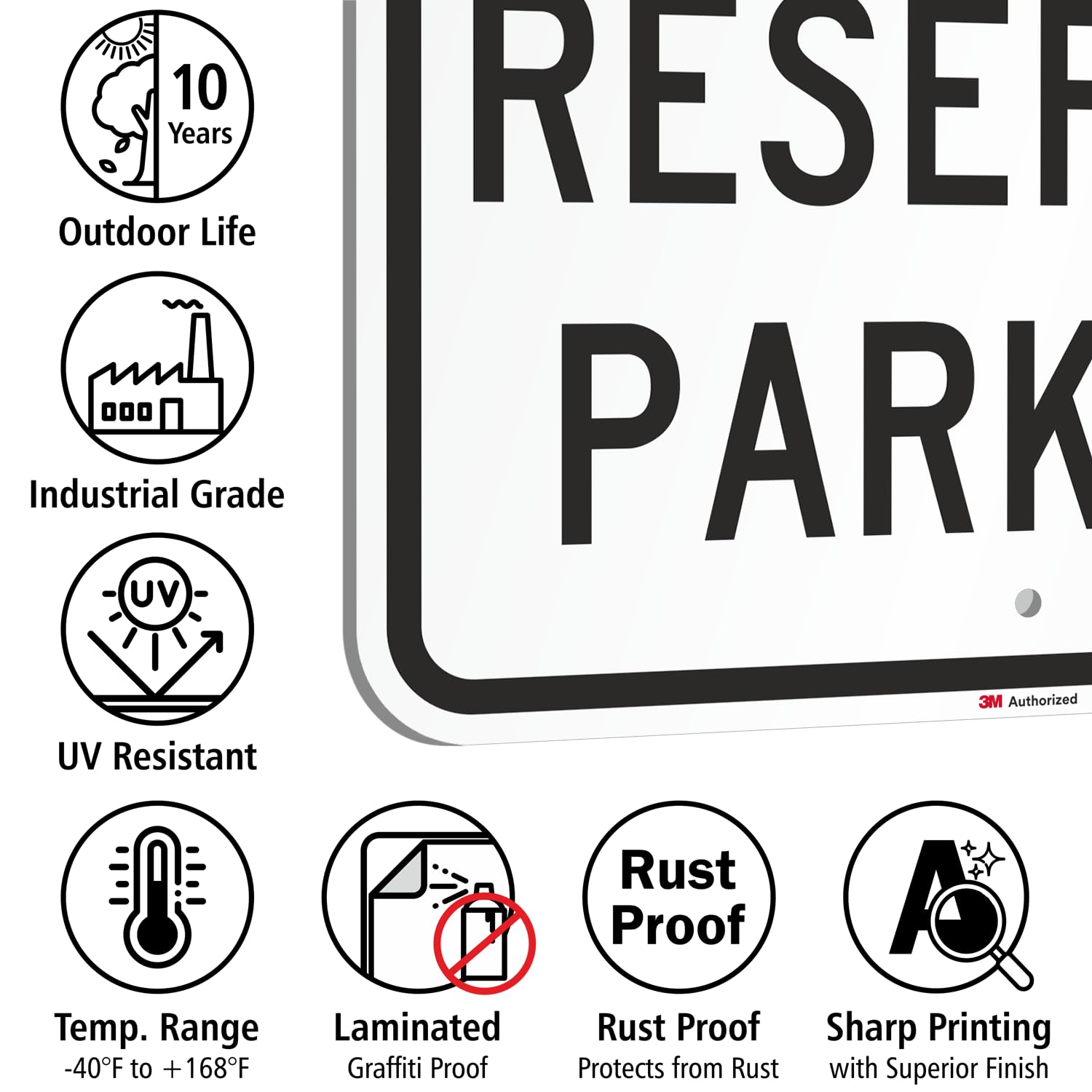 SmartSign Paquete de 2 letreros de estacionamiento reservado, 12 x 18 pulgadas, aluminio inoxidable de 63 mil para exteriores, material reflectante laminado 3M, resistente a la decoloración, esquinas