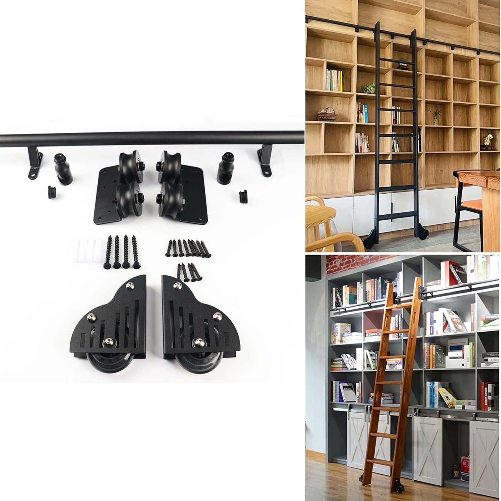 Kit quincaillerie pour échelle coulissante de bibliothèque pour optimiser les petits espaces