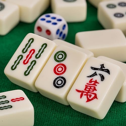 Miniatura 6 de Mahjong Set chino Mah Jong Game Travel Mini Mahjong Set para niños, familias y adultos, 149 piezas