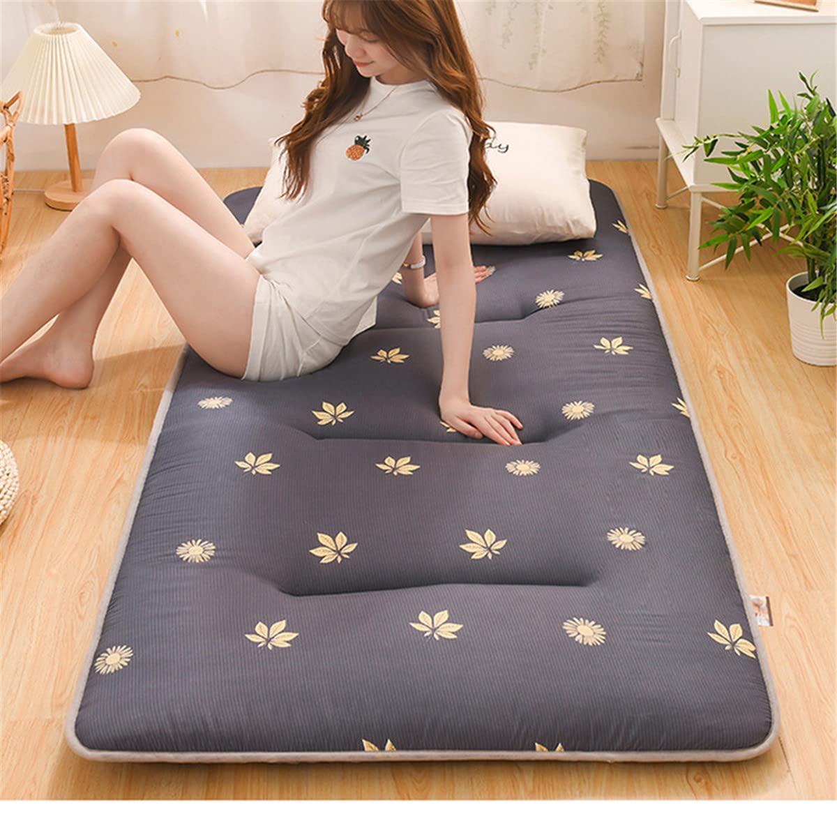 ZWDYY Japanische Bodenmatratze Pad, Memory Foam Futon Matratze Topper Guest Matratze, Verdicken Schlafkissen Faltbare Roll-Matratze,H,1.0 * 2m