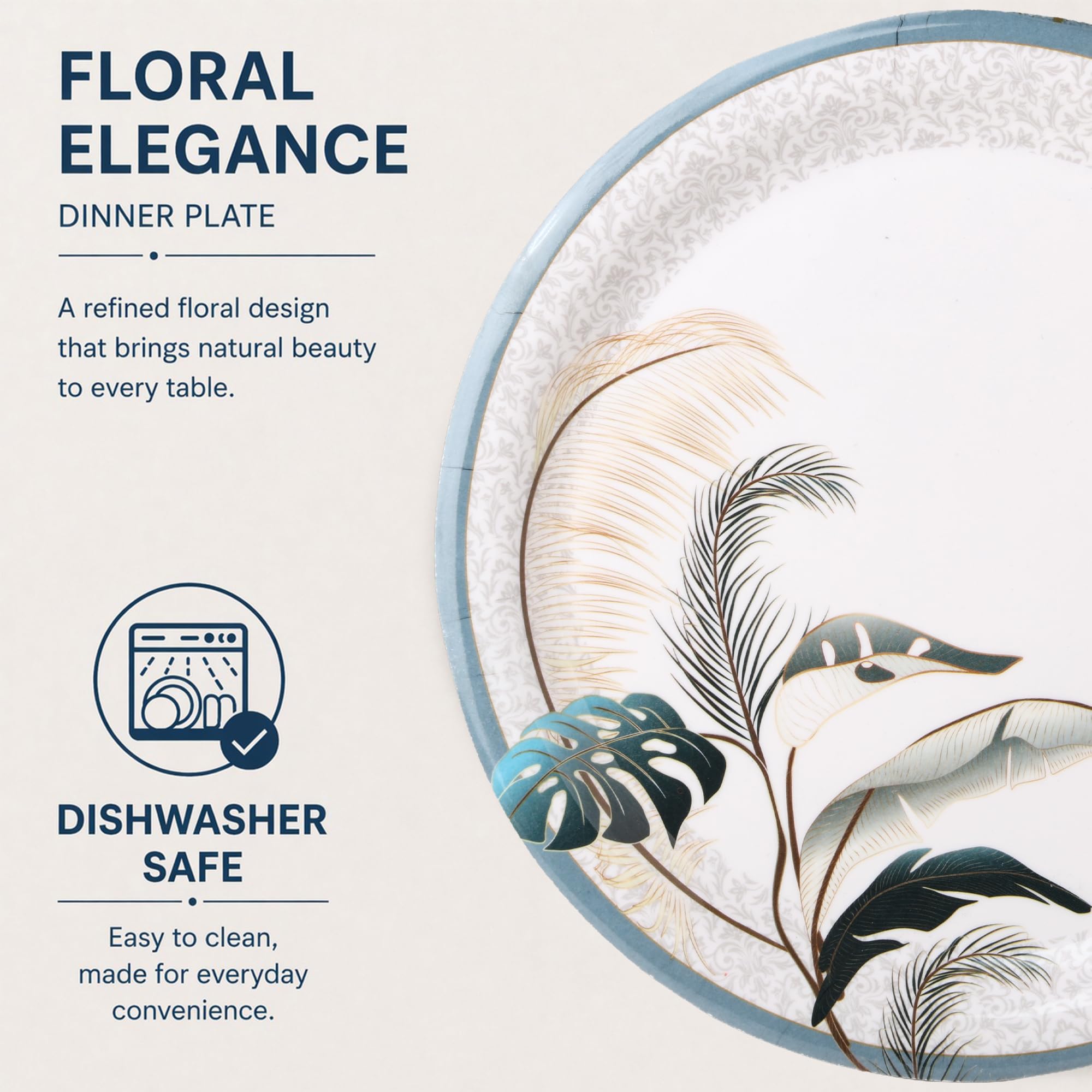 Golden Fish 24-Piece Melamine Dinner Set - Durable & Stylish -2