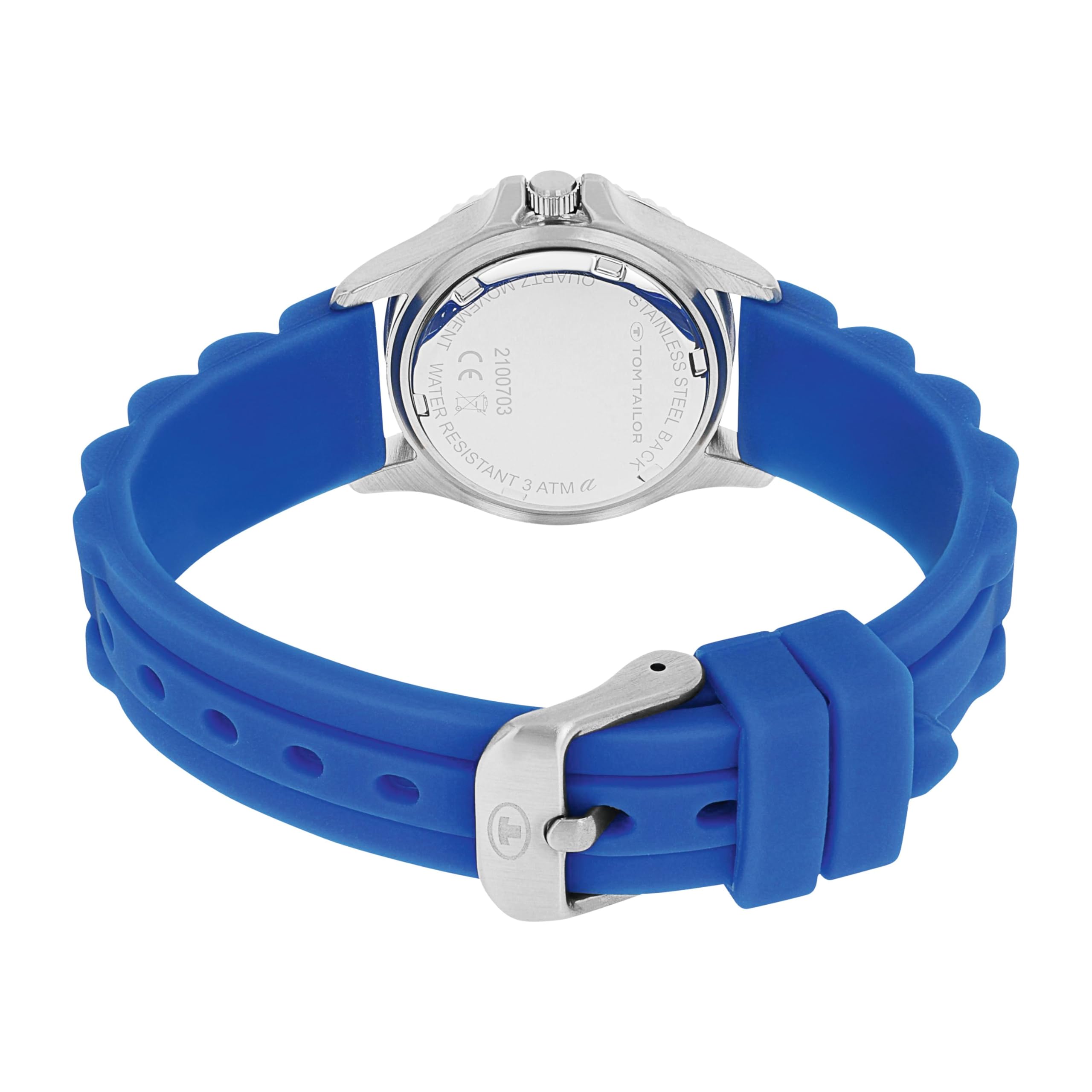Tom Tailor Armbanduhr mit Silikonband für Jungen, Silber, wasserdichte 3 bar, Geschenkidee, kommt in Uhren Geschenkbox, 2100703