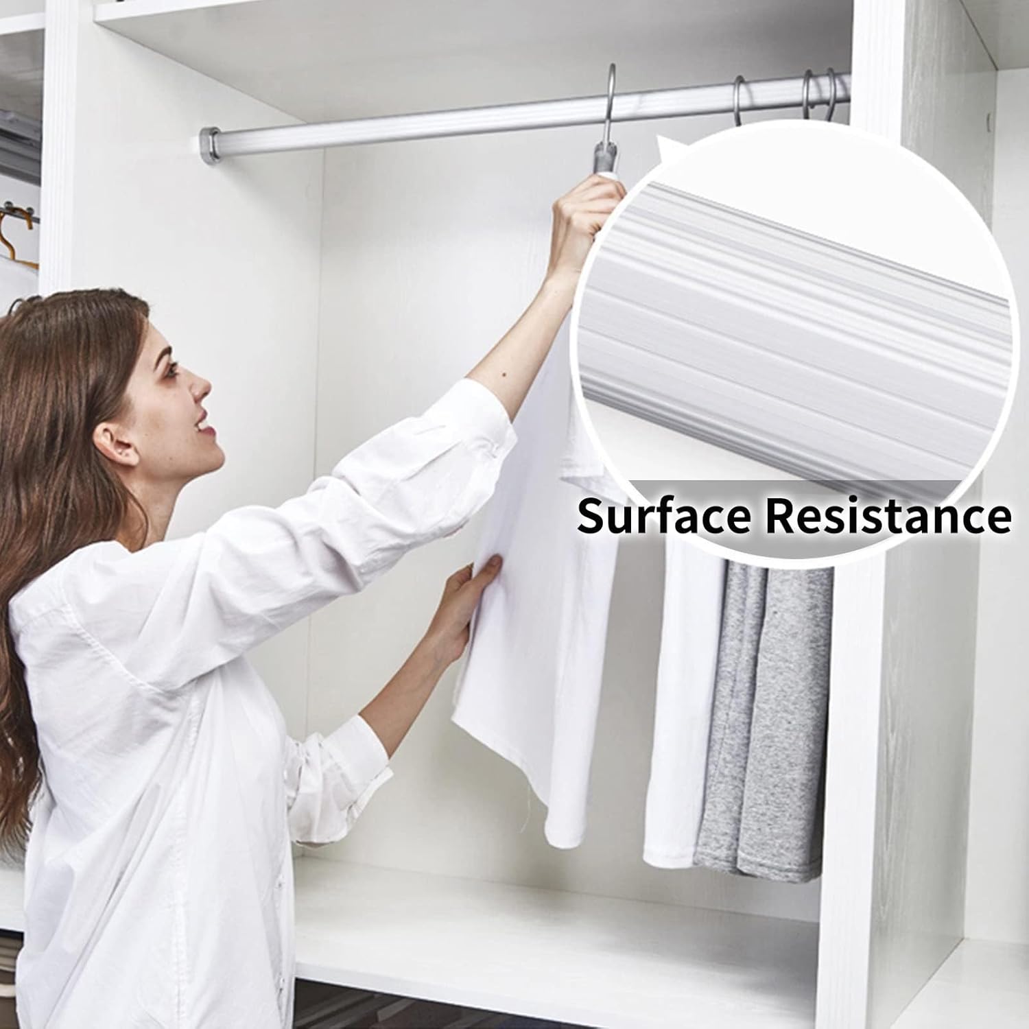 Closet Rod, 7.9 to 63 Inch Oval Closet Rods, for Hanging Clothes Heavy Duty Closet Hanging Rod, Metal Closet Poles for Wardrobes, Bathroom, Shoe Cabinet, Organizer Rack (Color : Black, Size : 13.8in