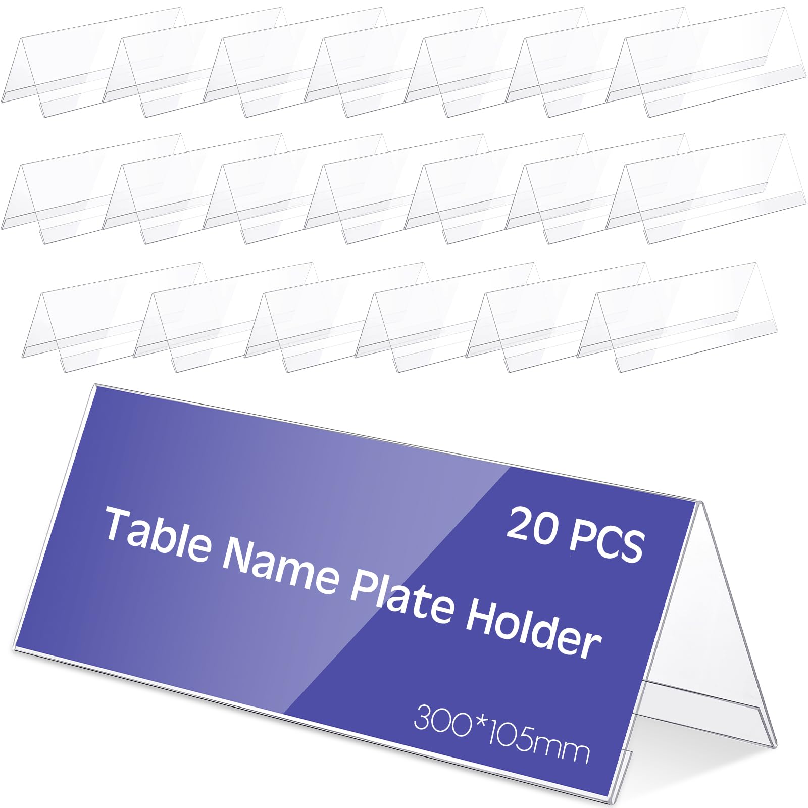 Targhette da Tavolo in Acrilico Espositore da Banco per Nome Espositore Riutilizzabile a Forma di Tetto per Badge Portanome Porta Nome in Acrilico per Conferenze, 30 x 10,5 cm (20 Pezzi)