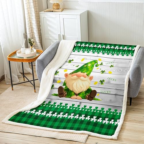 Miniatura 15 de Manfei Manta de girasol con diseño de gnomo de primavera de flores amarillas para decoración de habitación de niños y niñas, manta floral de camión