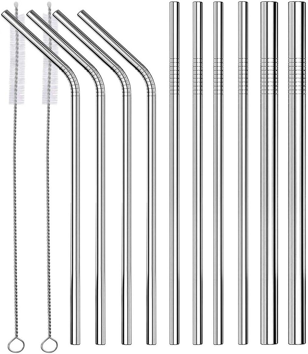Invero 10 Pack Stainless Steel Straw Reusable Metal Drinking Straws