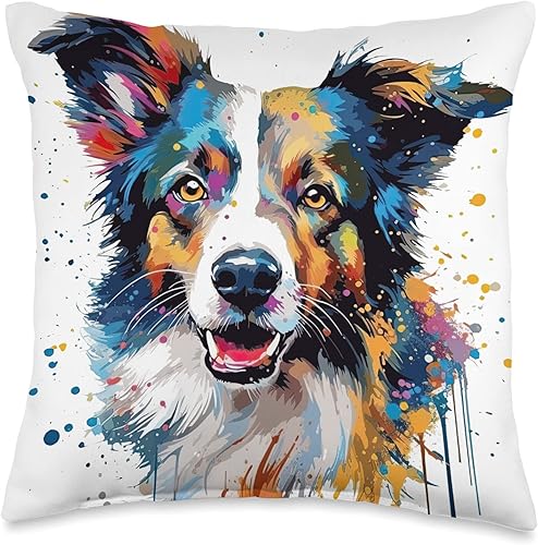 Miniatura 5 de Border Collie Impressions  Artistic Design Border Collie Impressionistic - Almohada para mascotas, 18 x 18 pulgadas, multicolor