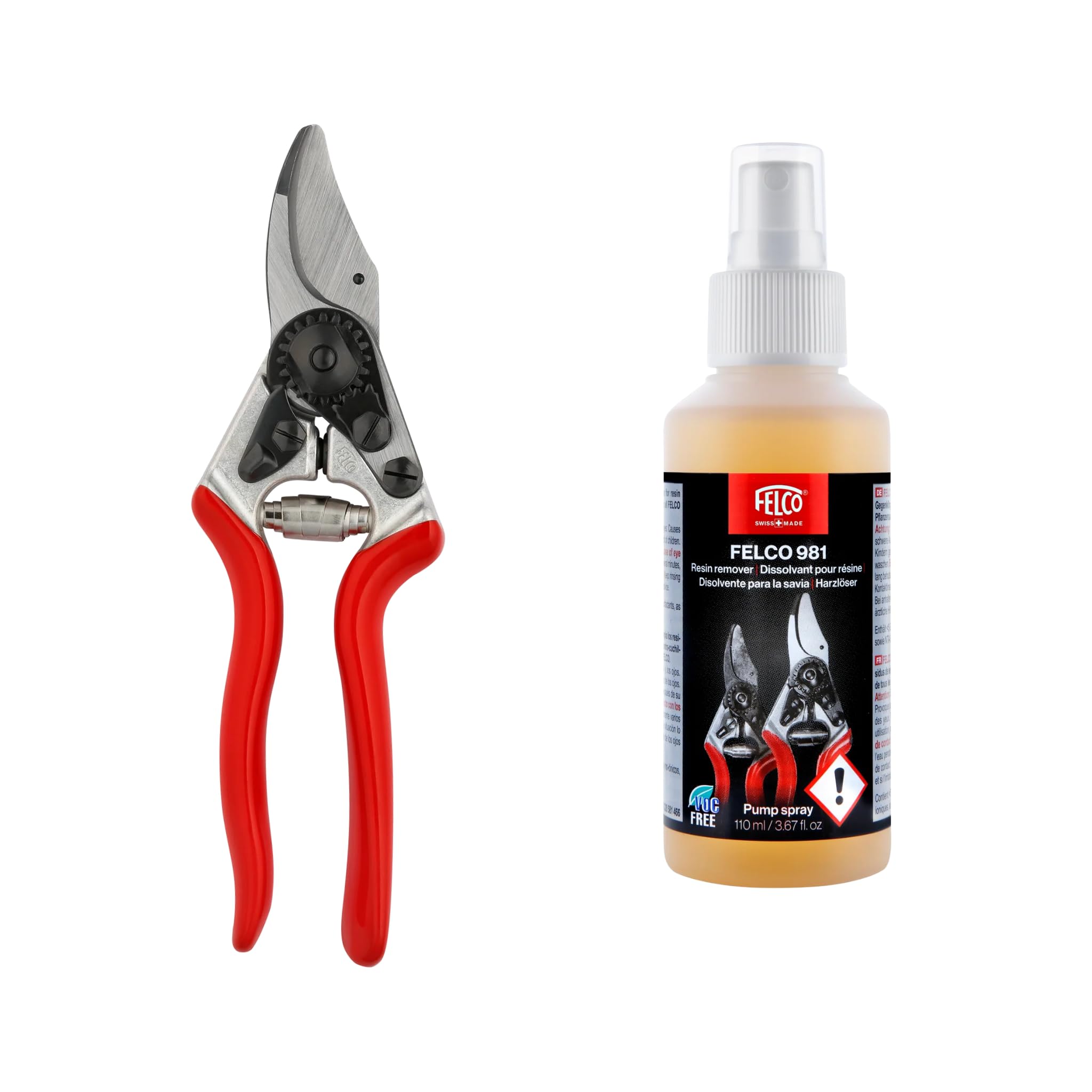 FELCO 6 Kompakt-Gartenschere mit Schutzhandschuhen FELCO 981 – Set für kleine Hände, präzise Gartenarbeiten und angenehme Handhabung