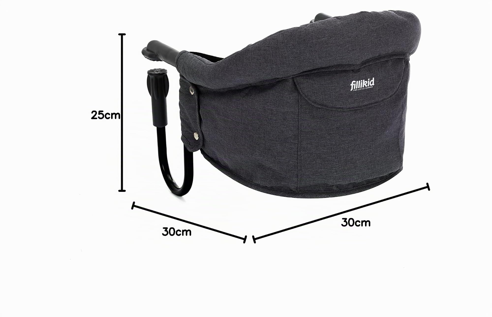 Fillikid Trona Portatil Bebe Plegable, Silla Ajustable a la Mesa con Enganches Antideslizantes, Asiento de Mesa hasta 15 kg, Bolsa de Transporte - Gris