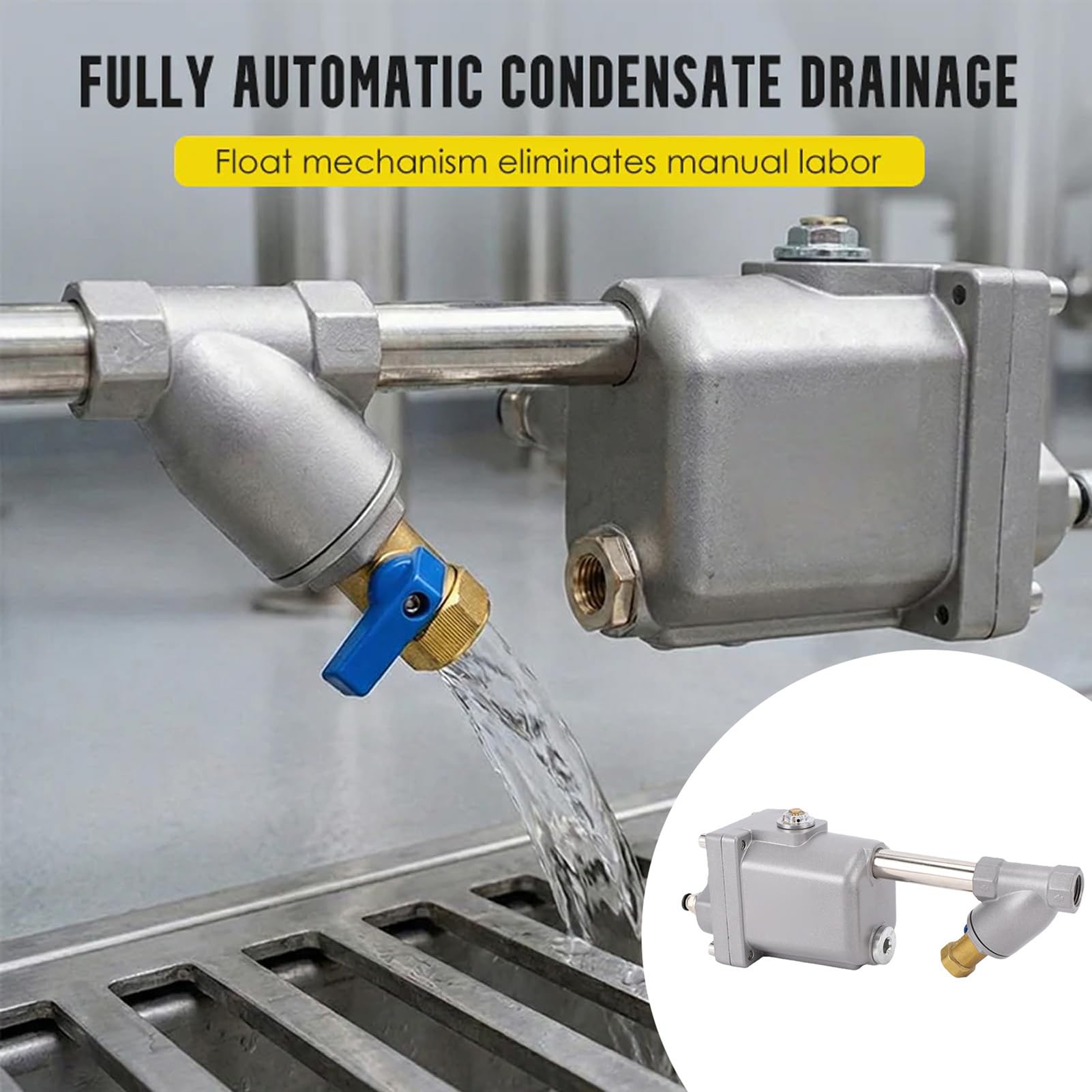 Valvola di Scarico Automatica del Compressore D'aria, Scaricatore Automatico a Perdita D'aria Zero Filettatura da 1/2 Pollice Doppio Filtro in Lega di Alluminio per Essiccatore