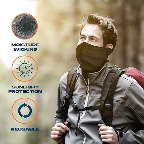 Miniatura 2 de ARMORAY Máscara facial lavable y reutilizable pasamontañas para el cuello, protección solar, bandana bufanda para hombres y mujeres, senderismo,