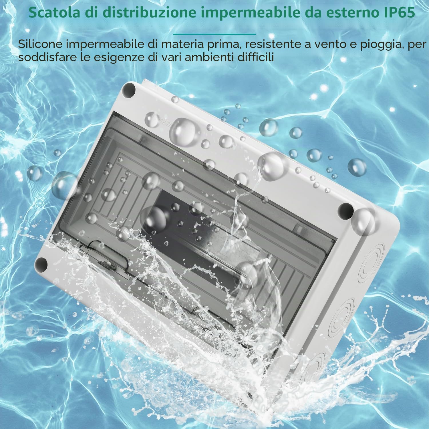 Quadro Elettrico Esterno, IP65 Scatola Elettrica da Esterno, Cassetta Elettrica da esterno per Giardini, siti Industriali, Quadro Elettrico 12 Moduli con Morsettiera, Vite
