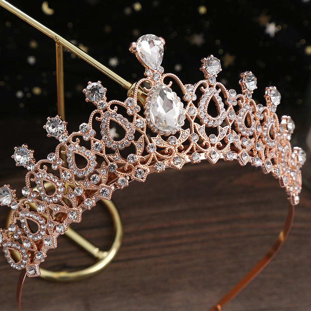Shining Diva Fashion Crystal Tiara and Crown for Women Stylish Headband Crowns with Comb Tiaras for Girls Kids Queen Princess Wedding Bridal Birthday Gift Hair Accessories (Rose Gold) (rrsd15870hb) 2