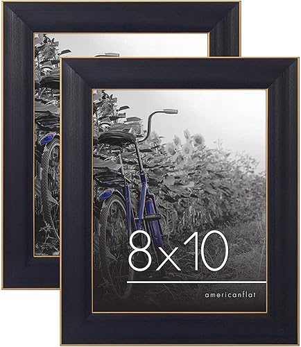 Miniatura 1 de Americanflat Portarretratos de color marrón rústico de 8 x 10 pulgadas con vidrio pulido, formatos horizontales y verticales para pared y mesa,