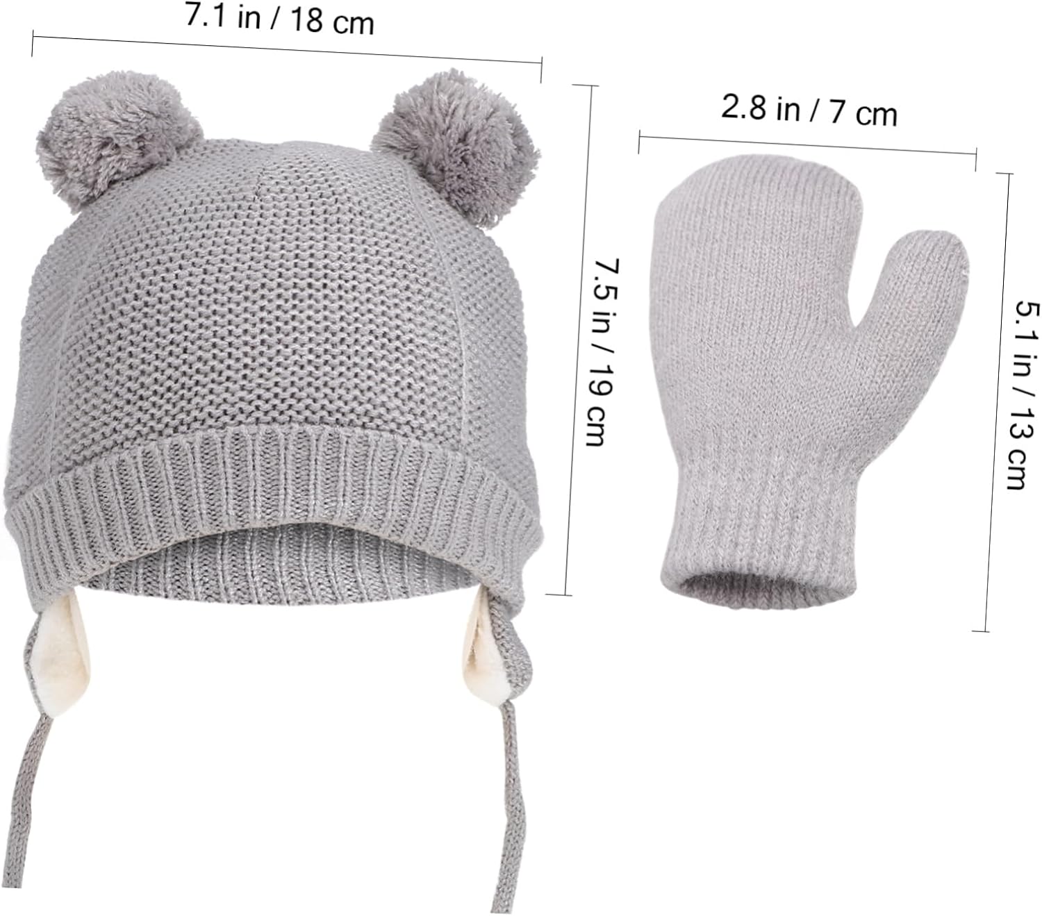 Toddler Winter Hat Set Fleece Beanie with Gloves, Boys Girls Xmas