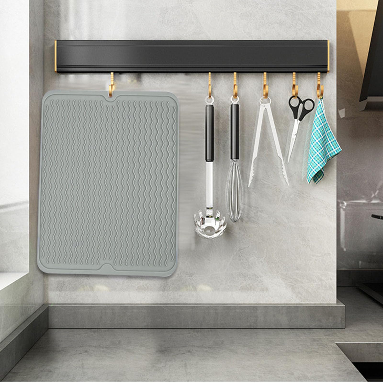 Tappetino Scolapiatti In Silicone 2 Pezzi - 40x30 Cm, Antiscivolo, Per Lavello Grigio