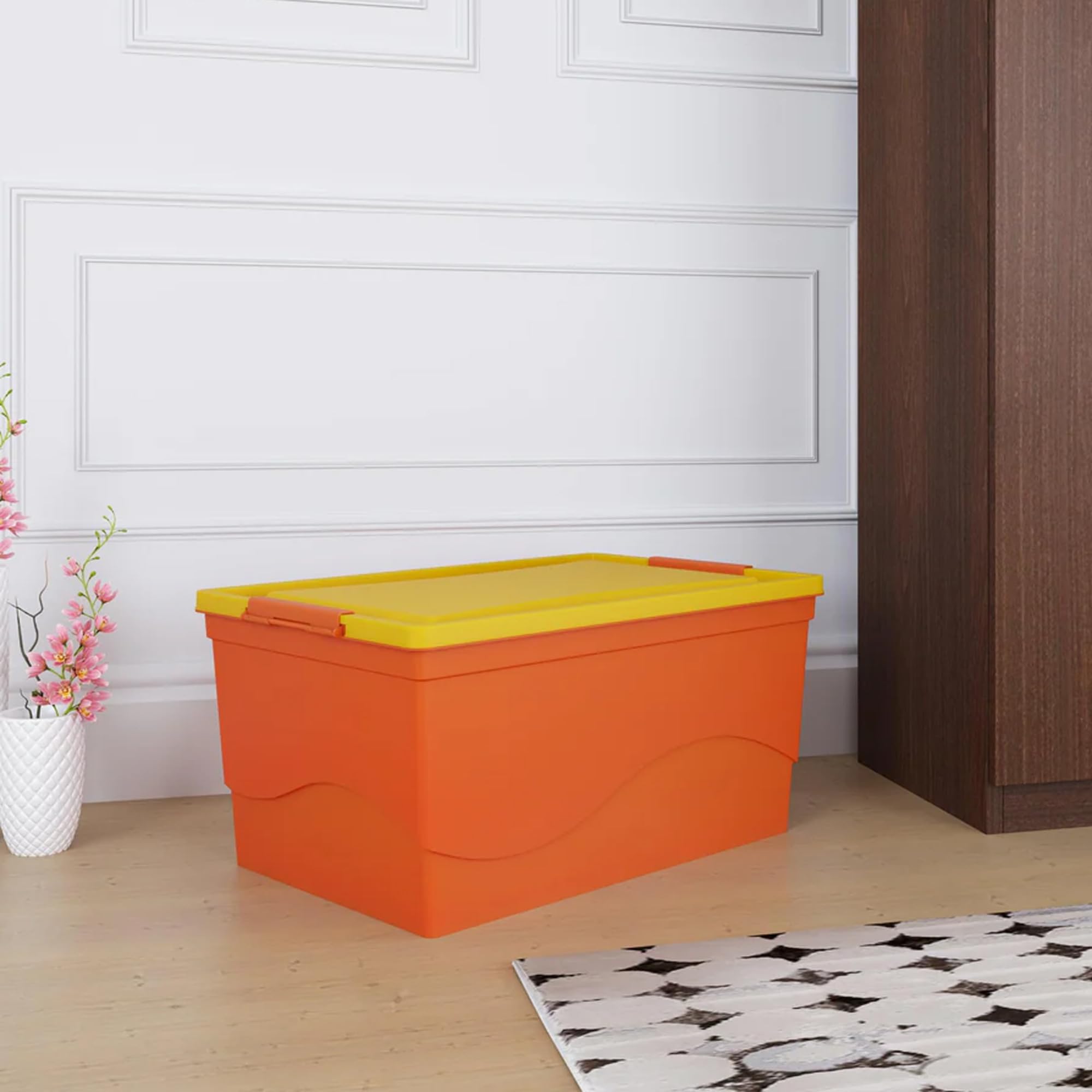 Nilkamal 50 Litre Multipurpose Storage Box with Lid and Handles for Clothes, Toys, Household Items, Kitchen, and Stationery | Rollers for easy movement (3-Year Warranty) (B07PCT2LJK) Amazon Price History, Amazon Price Tracker