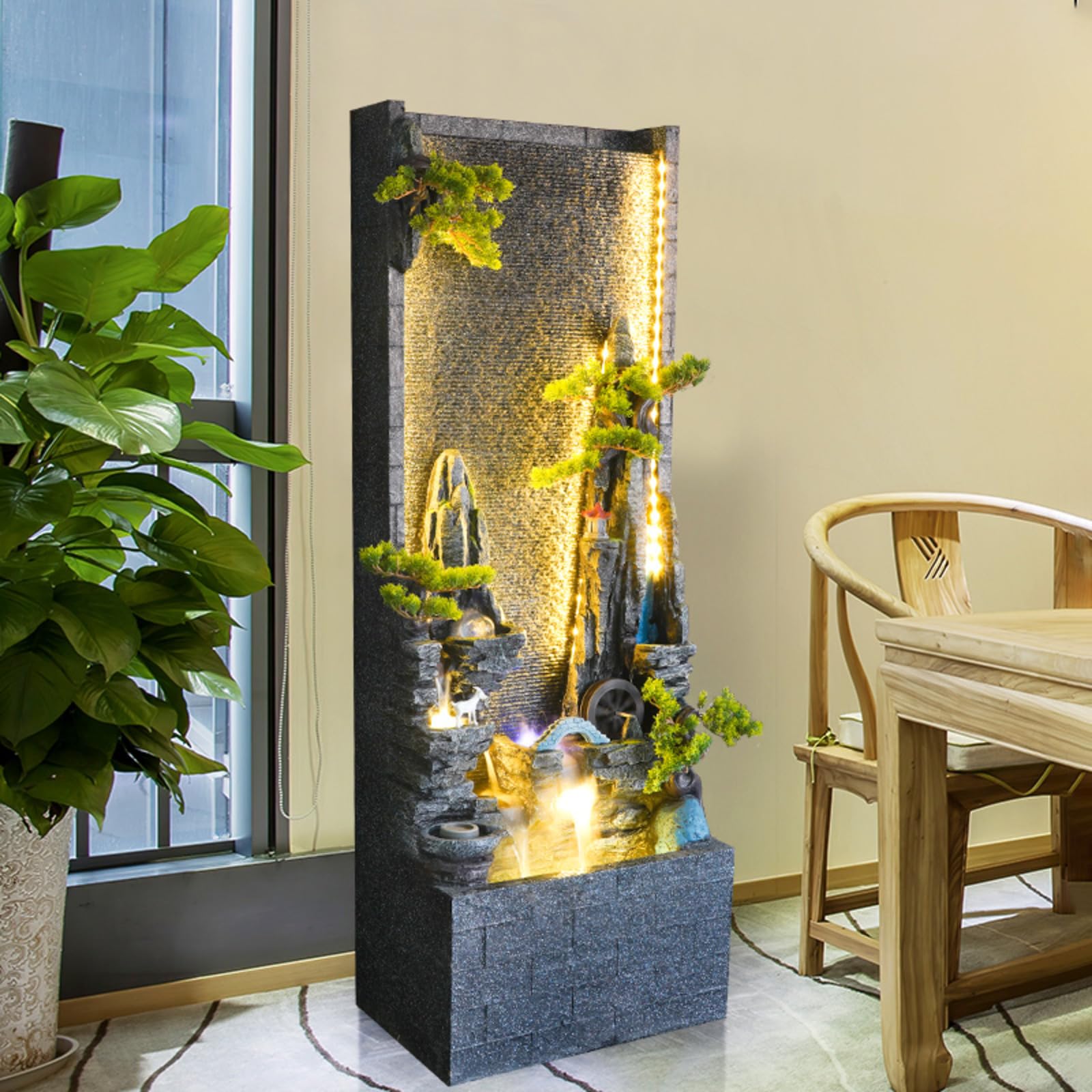 Fontanna wodospadowa bonsai z podświetleniem LED (C)