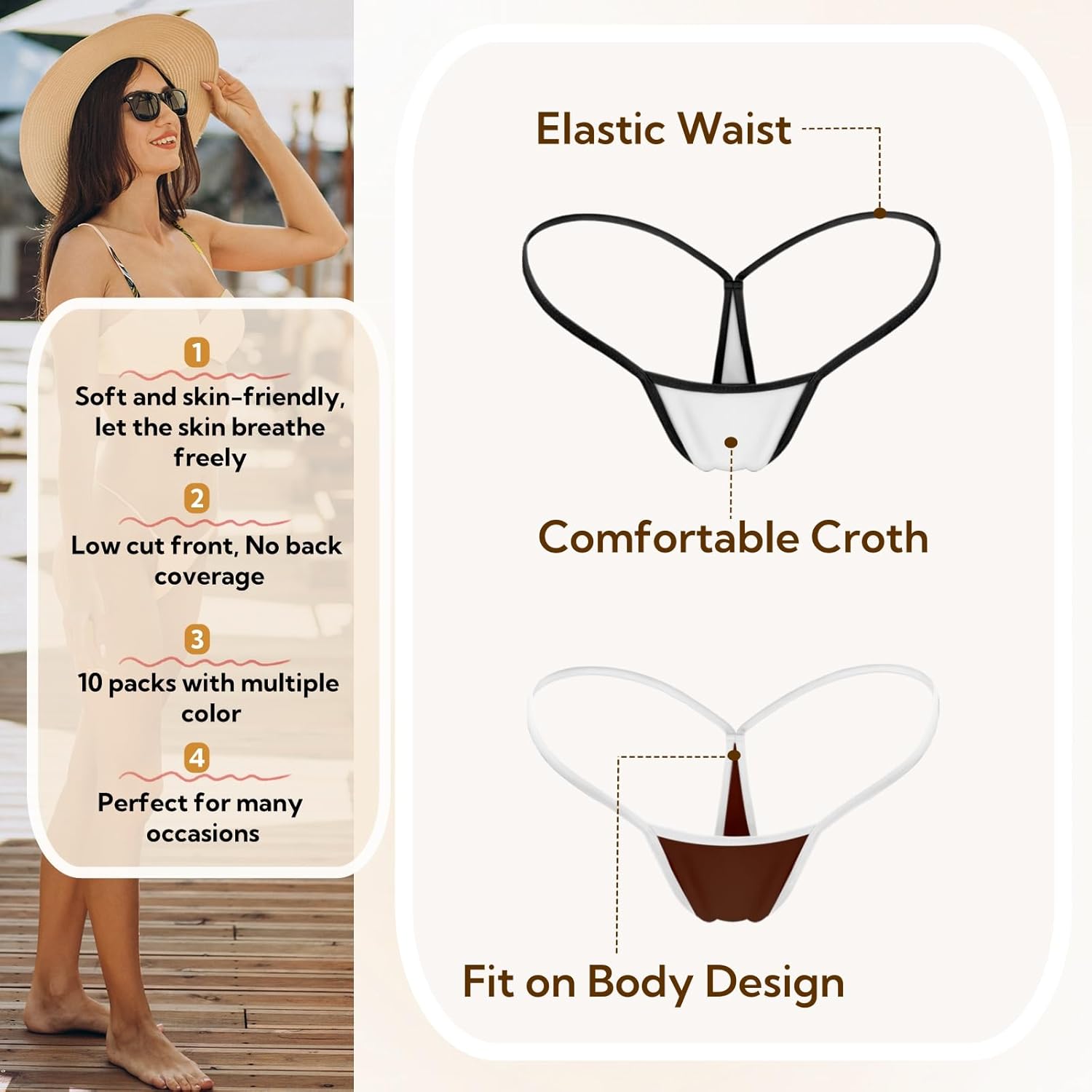 G-string Thongs for Women, Low Rise Micro thong Comfort Seamless Bikini Bottom No Show Breathable Panties Underwear - Image 3