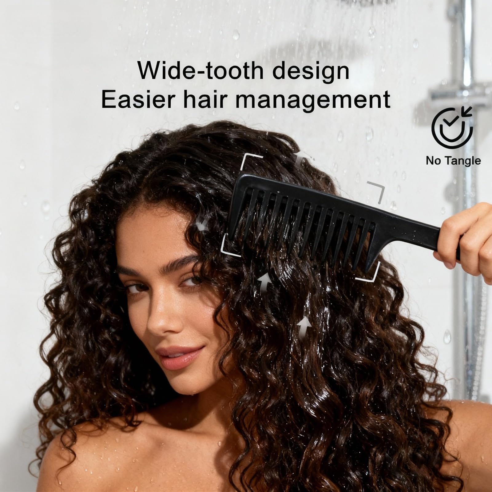 Hipifans Peine grande de dientes anchos para cabello rizado, 6 piezas/juego de desenredar para cabello húmedo, rizado y grueso, herramienta profesional de peinado para cabello largo