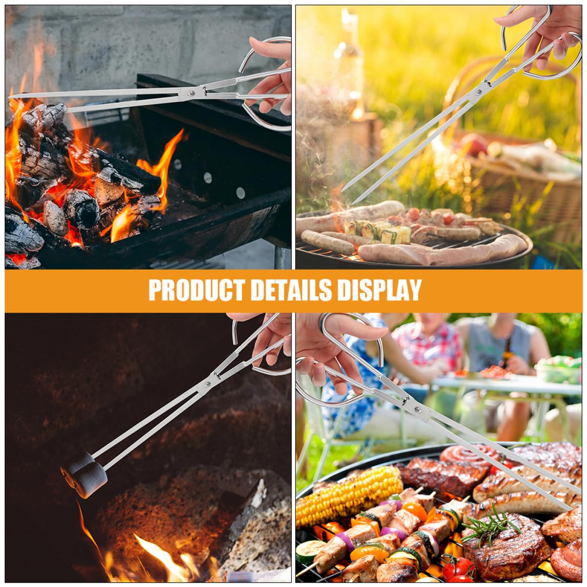 Holibanna Pinza Per Carbone in Acciaio Inox Manico Lungo 60cm Pinza Per Braciere e Stufa Utensile Per Barbecue e Campeggio Per Stabilità e Resistenza Accessorio Versatile Per Cucina All'aperto