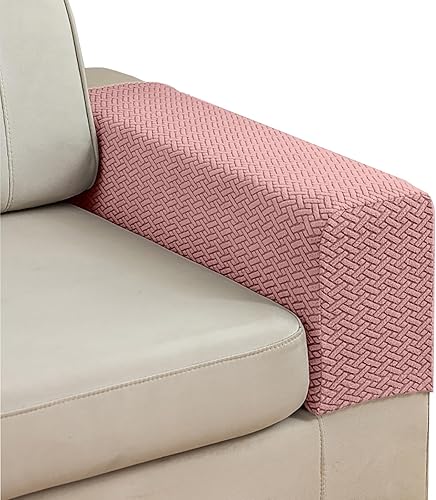 Miniatura 12 de Juego de 2 fundas elásticas de poliéster para reposabrazos de sofá reclinable, fundas protectoras con pasadores giratorios (gris, M)