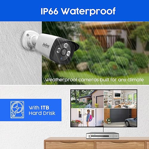 Miniatura 7 de Sistema de cámara de seguridad con cable de 8 canales con disco duro de 1 TB, CCTV DVR de 2 MP de 8 canales y 4 cámaras de vigilancia 1080P para