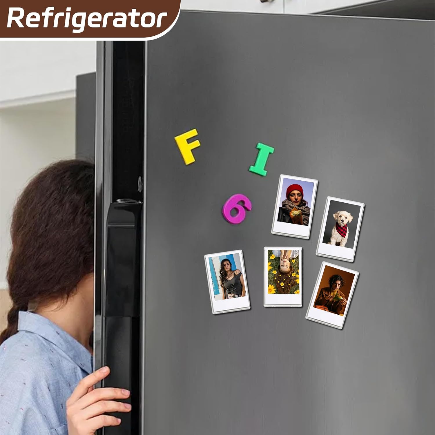 LIANHELILAI 10Pack Magnetic Mini 2x3 Acrylic Picture Frames, Refrigerator Photo Frame Horizontal Vertical Compatible with Fujifilm Instax Polaroid Mini Film for Home Fridge Locker