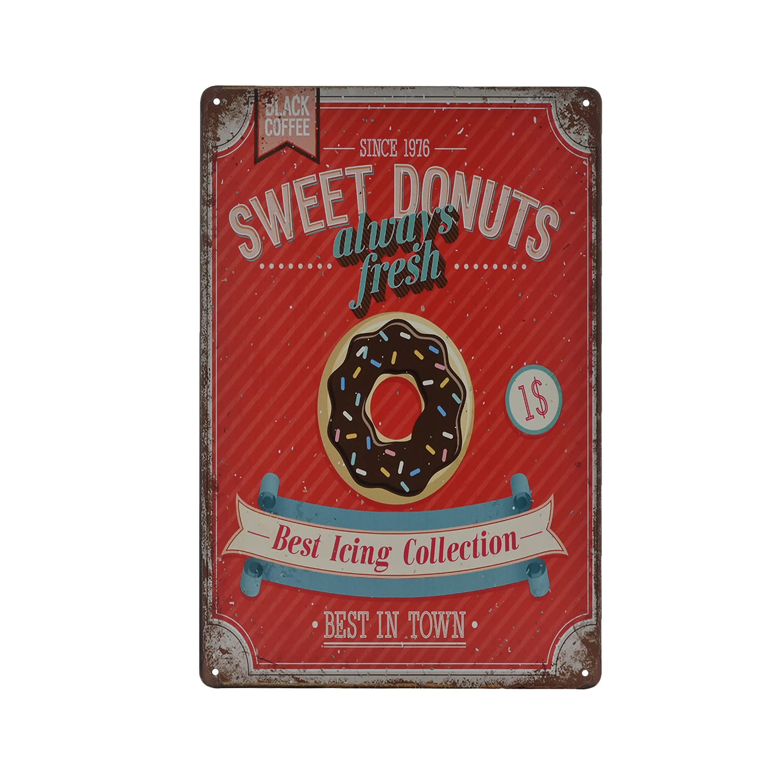 SMAZDFXX Vintage Metal Sign - Sweet Donuts Bakery Dessert Shop Retro Tin Decorative Sign Wall Decor Metal Plate 12"x16"