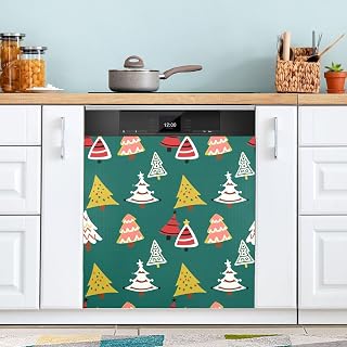 Qilmy Christmas Trees Dishwasher Magnet Cover, Reuseable Refrigerator Magnet Cover Decal Washing Machine Microwave Magnet Stickers for Holiday Party Decor, 23 x 26 Inch