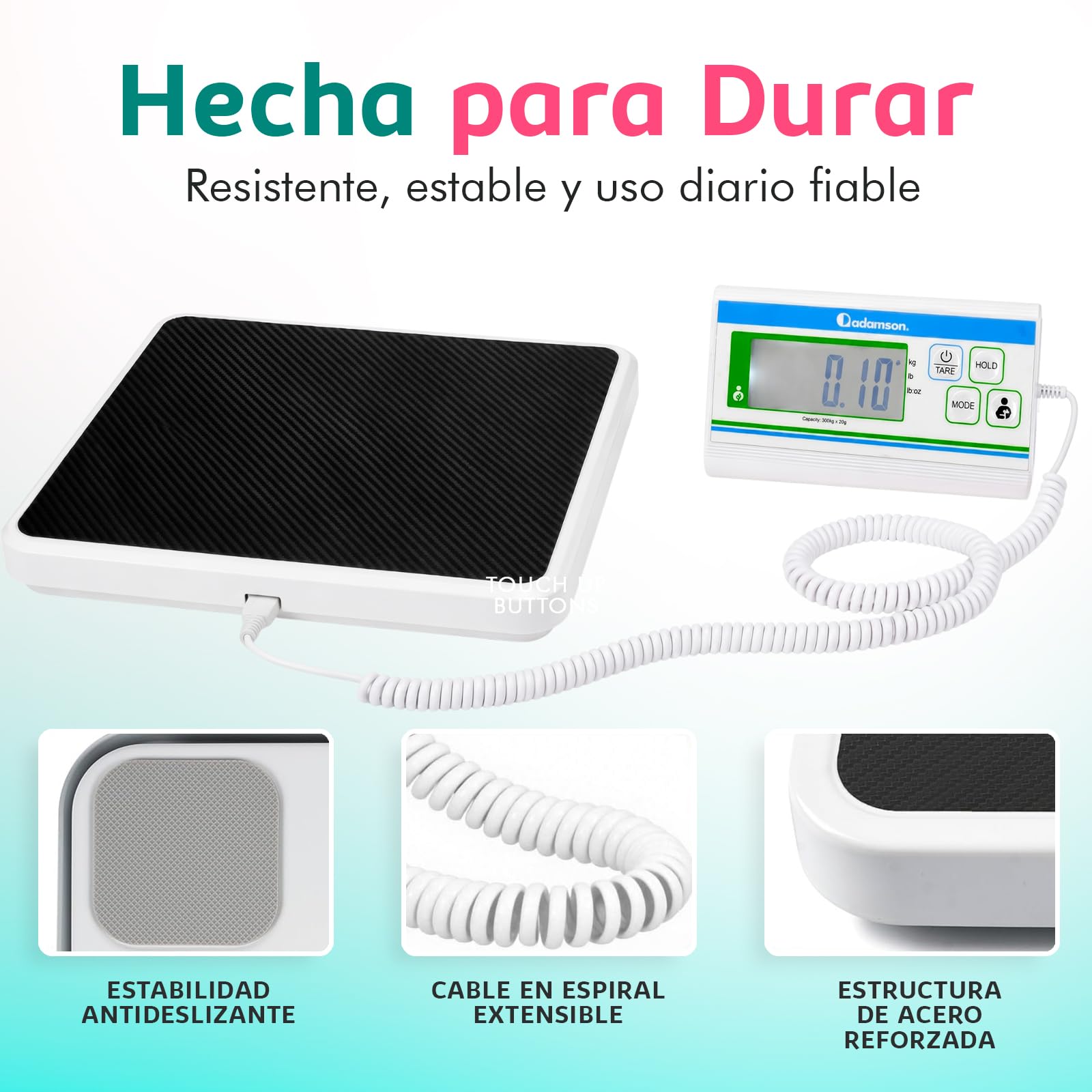 Báscula Médica Profesional Adamson – Plataforma Extra Ancha Digital
