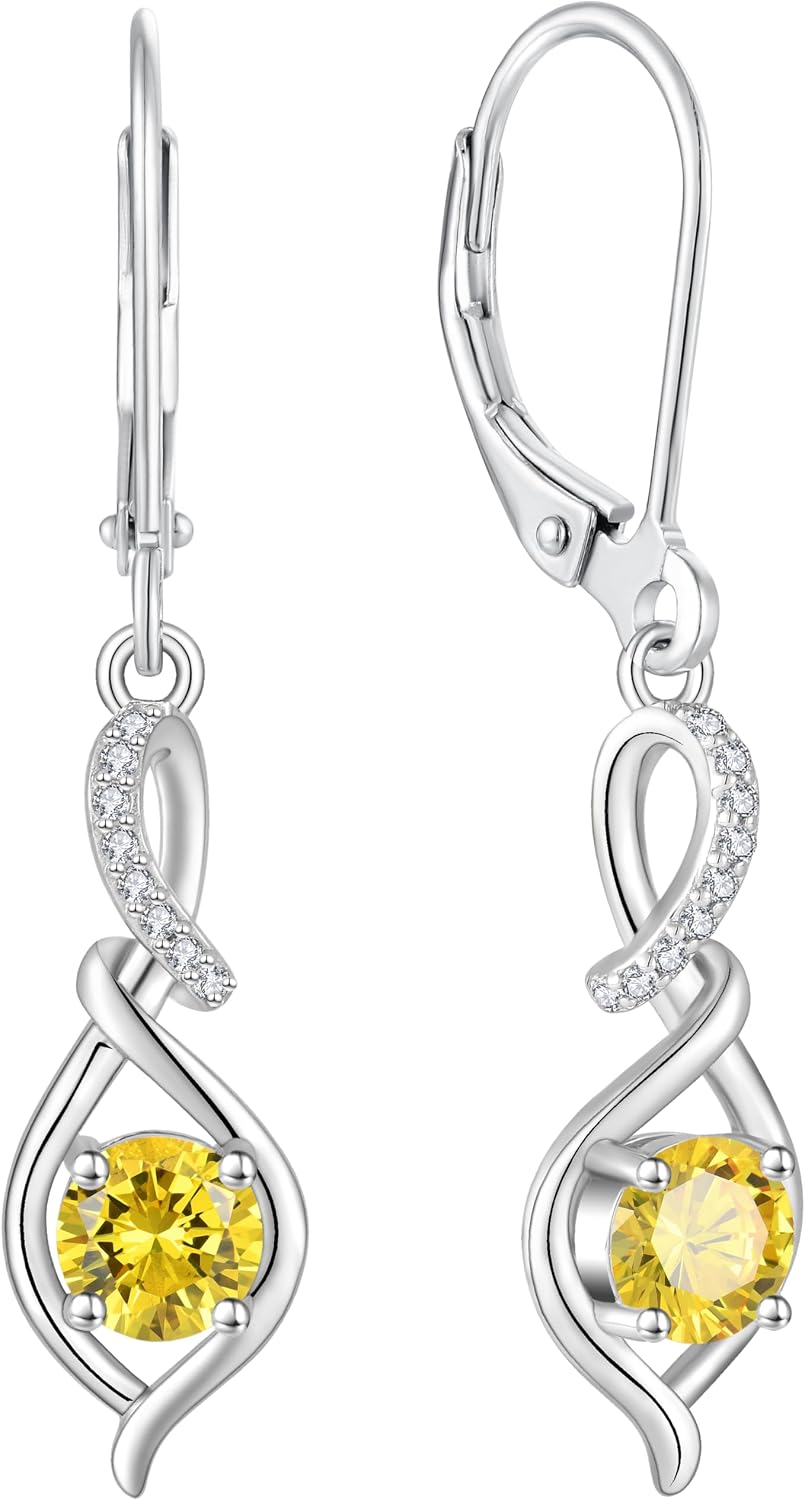 Infinity Leverback Earrings 925 Sterling Silver Cubic Zirconia Earrings Dangle Drop Earrings Birthday Christmas Anniversary Jewelry Gift for Women