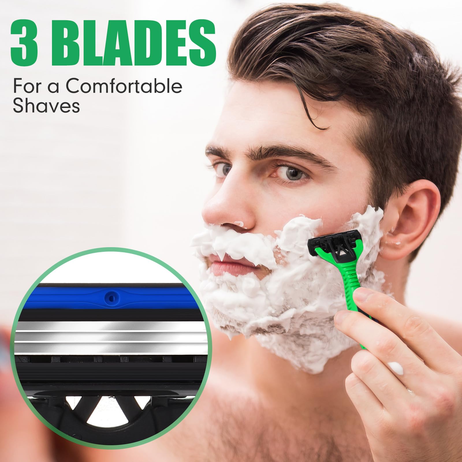 Juego de 36 maquinillas de afeitar desechables de 3 cuchillas a granel para hombre, maquinillas de afeitar desechables sensibles, maquinillas de afeitar de viaje para hombres, maquinilla de