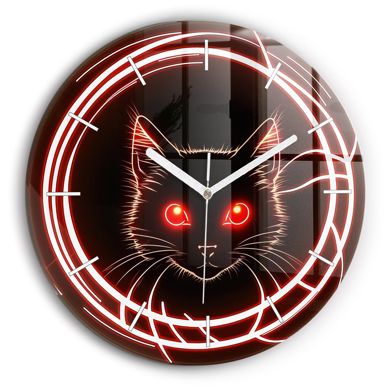 Horlogerie Moderne Horloge en Verre Wallfluent Salon et Chambre Chat Rouges