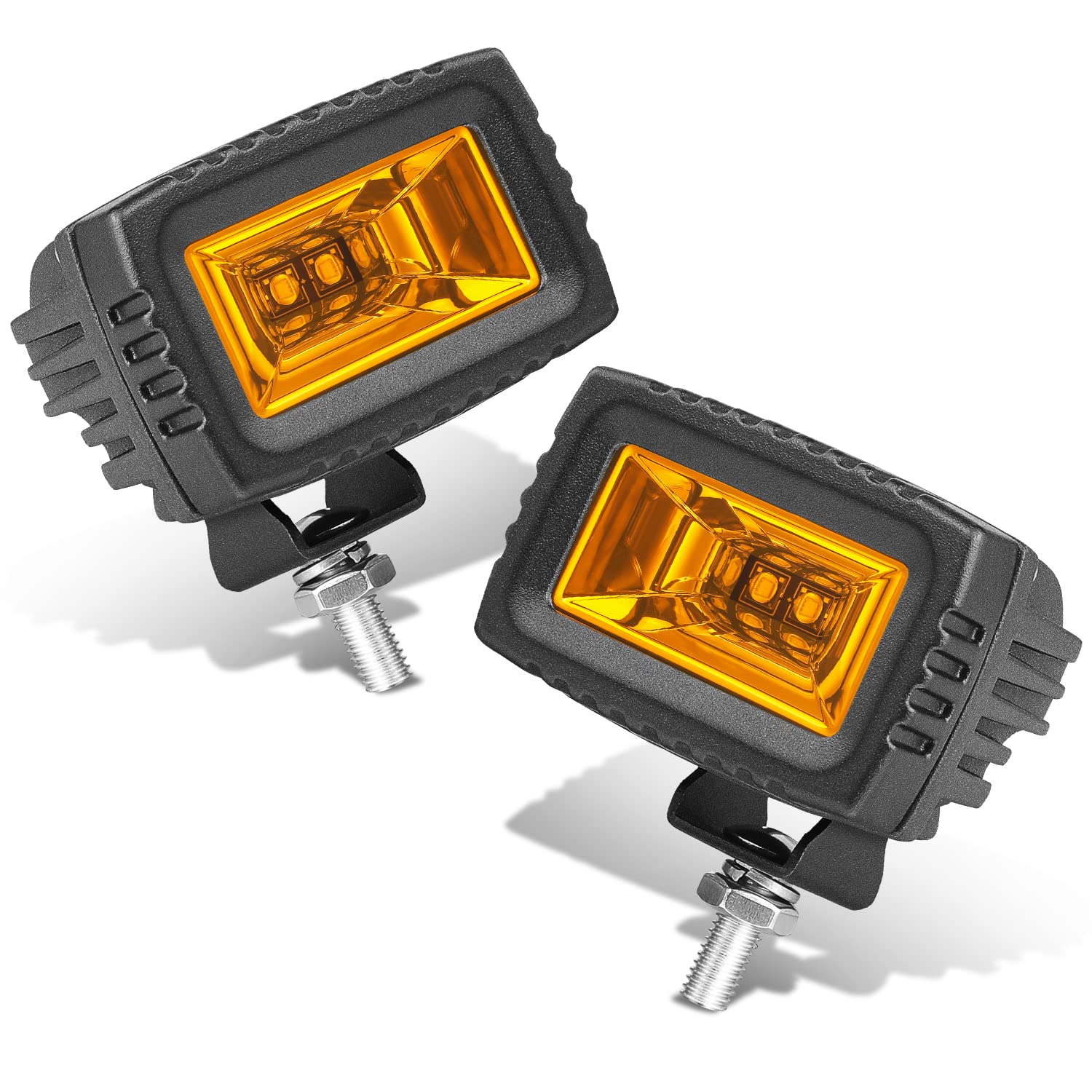 LED Pods Amber, Niwaker 2Pcs 3 Inch 40W LED Cubes Off Road Driving Lights Flood Ditch Lights Square Light Pods Waterproof Fog Lamps for Truck Pickup SUV UTV ATV Motorcycle RV Boat
