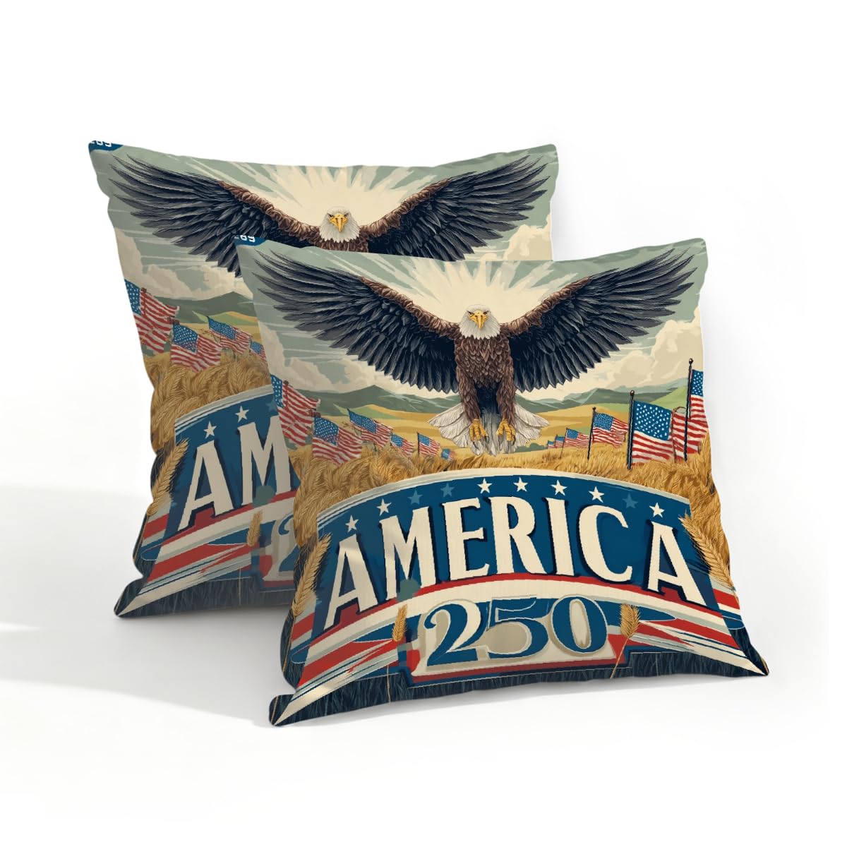 Outdoor Pillow Covers Waterproof Pillowcases 18x18in Set of 2 America-250th Anniversary Harvest Decorative Throw Cushion Case for Couch Sofa Garden Patio Furniture