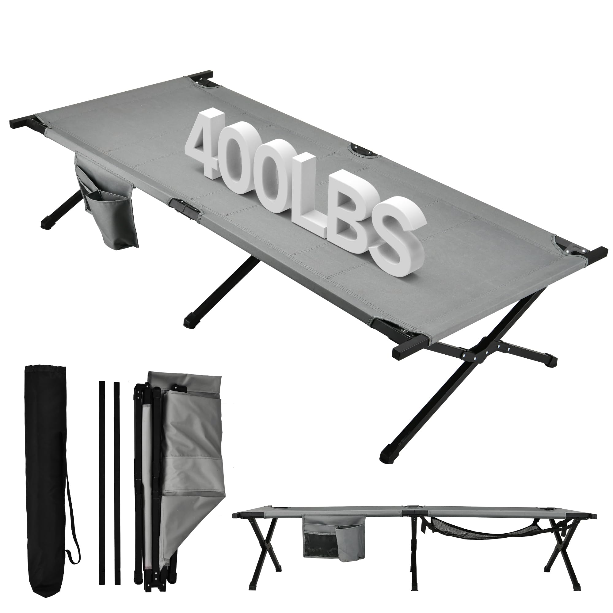 WEIDIORME Portable Camping Cot for Outdoor Sleep (Grey)