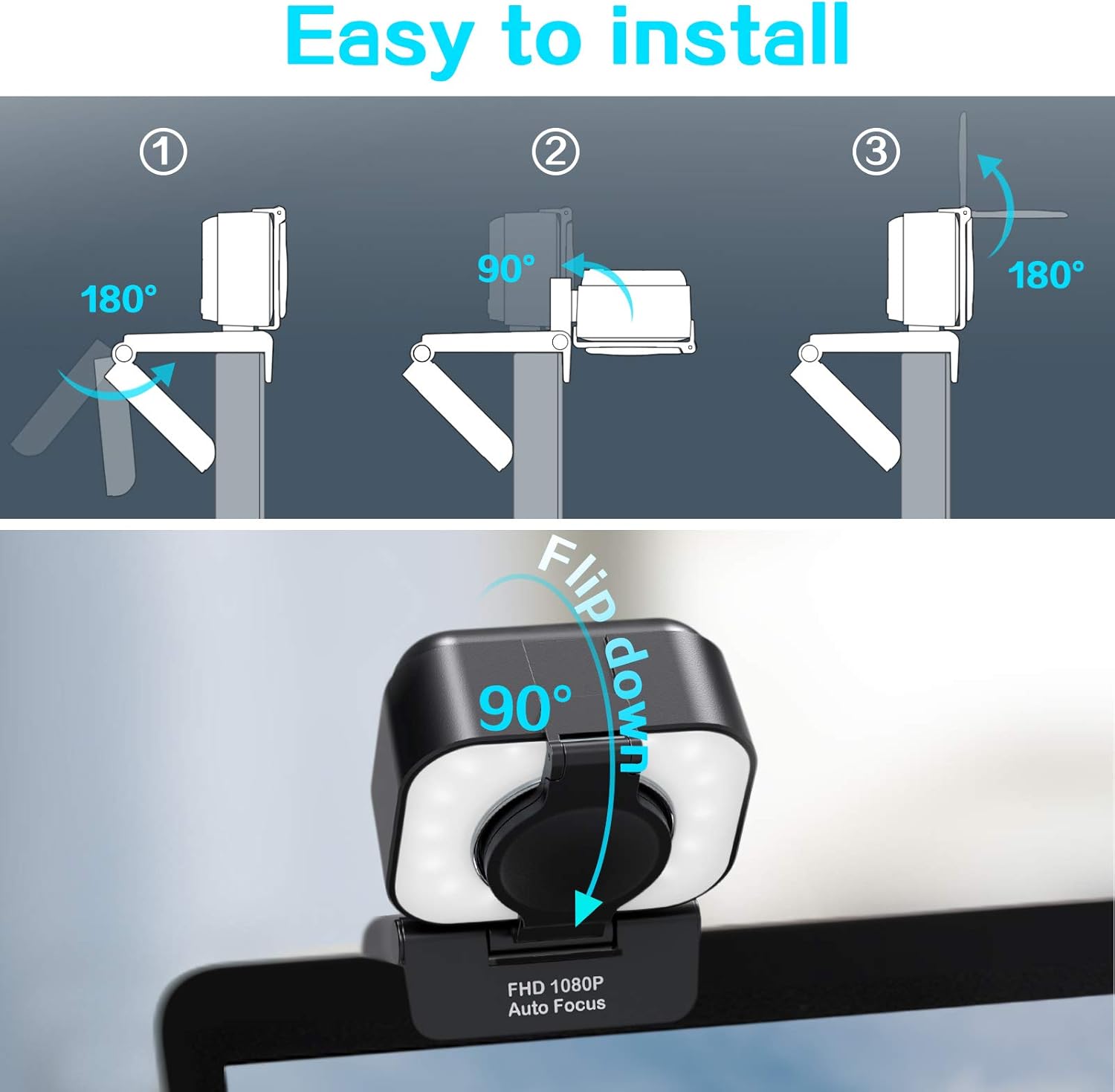 Up To 40% OFF 2021 Webcam Melcam FHD 1080P Streaming Webcam with Ring Light, Microphone, Privacy Cover and Auto-Focus, Plug and Play, USB Web Camera for Zoom Skype YouTube, PC Laptop Computer (Black)