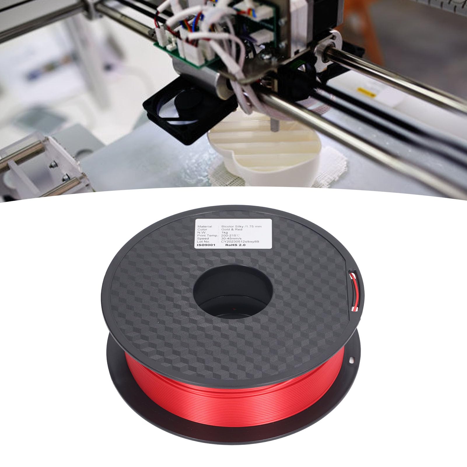 Filamento de impresora 3D, filamento PLA de seda de 1,75 mm con doble color, carrete de filamento PLA de baja deformación para impresión 3D de juguetes, obras de arte