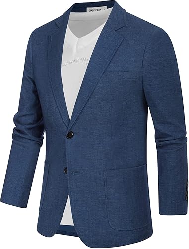Vista 2 de GRACE KARIN - Chaqueta blazer deportiva para hombre, casual, ligera, con 2 botones, abrigo deportivo y blazers, chaqueta de traje
