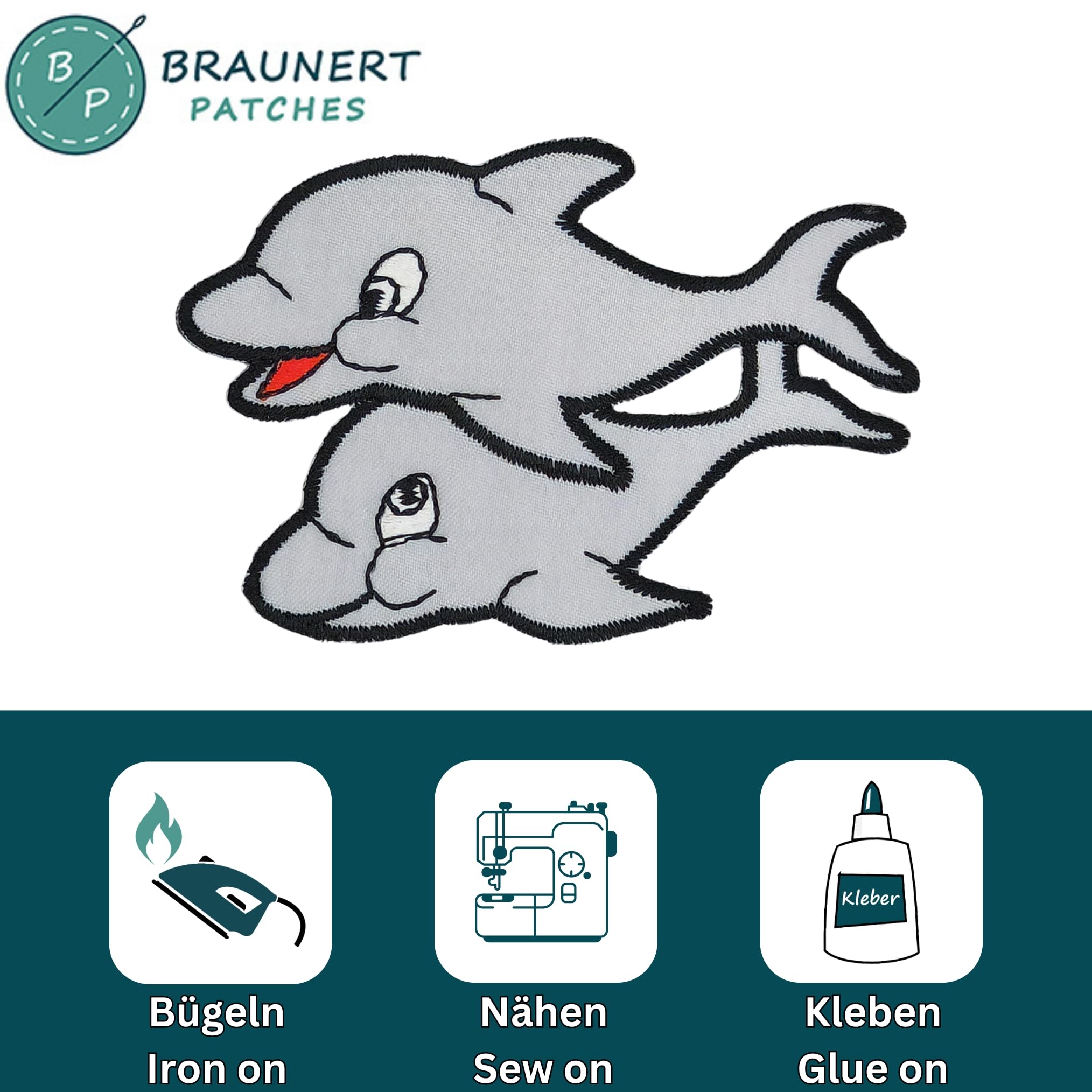 PatchMommy Delphin-Aufnäher – Zum Aufbügeln Oder Annähen Auf Kleidung, Jeans & Rucksäcke