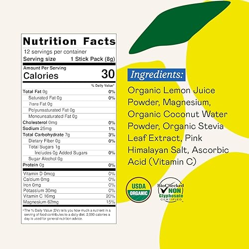 Miniatura 2 de GOODONYA Hydrate - Polvo de electrolitos orgánicos, paquetes de barras de viaje, 12 unidades, minerales, jugo de limón real, sal rosa del Himalaya,