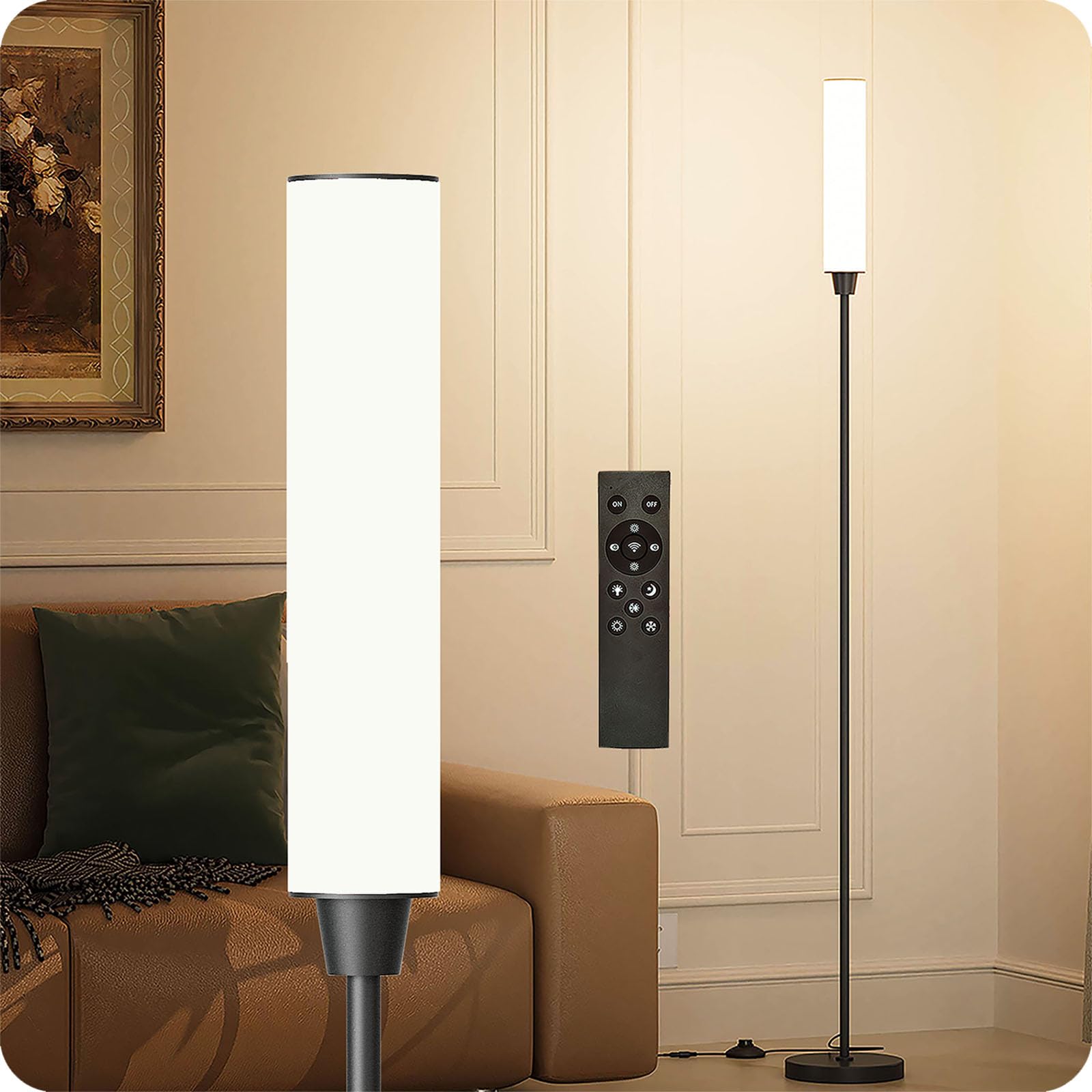 pekipe lampara de pie con control remoto，lampara pie，lampara pie salon，lampara de pie led regulable Brillo 10% - 100% y temperatura de color 3000k - 6000k，lámpara de pie con interruptor de pedal