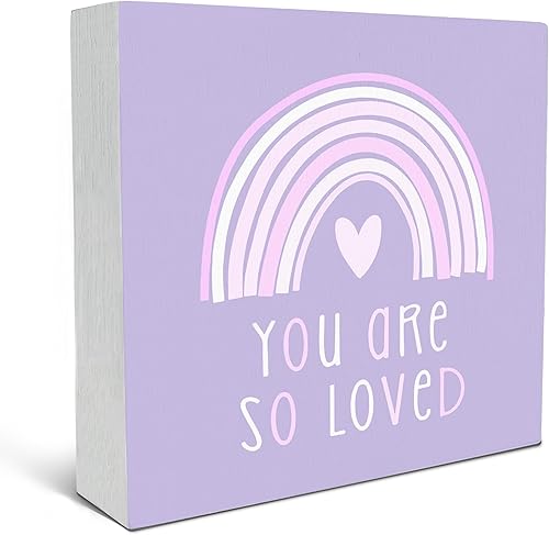 Miniatura 39 de SRADMO Letrero de madera con texto en inglés "You Are So Loved Rainbow Heart Wood" para decoración de escritorio, con citas inspiradoras para niños