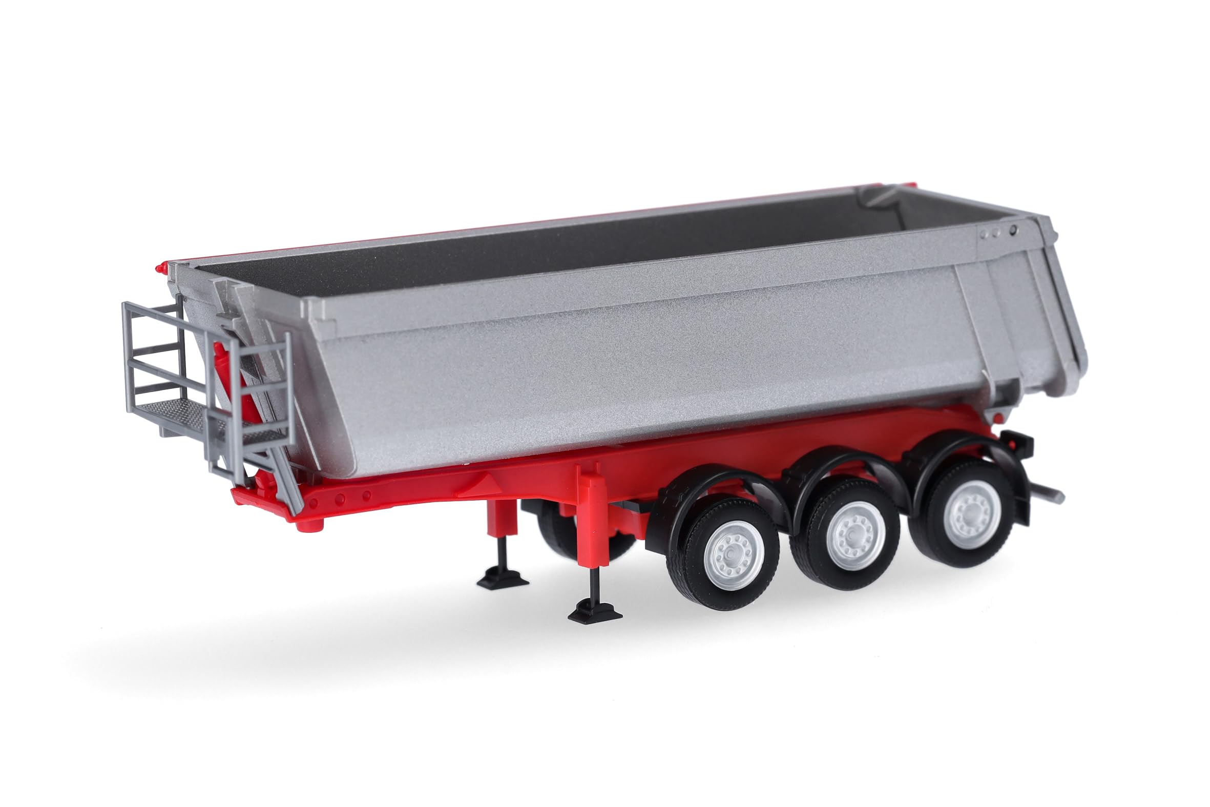 herpa Schmitz Cargobull truck model tipping semi-trailer with steel recess, silver metallic, miniature in scale 1:87, collectible, made in Germany, plastic