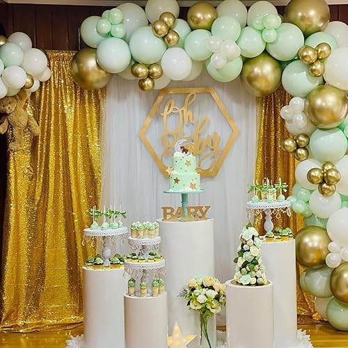 Miniatura 7 de Paquete de 100 globos verde menta de 5 pulgadas, globos de JOGAMS verde pastel para fiesta de cumpleaños, boda, baby shower, picnic, festival,